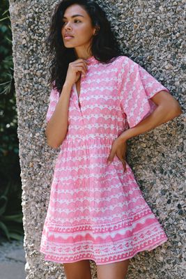 SZ Blockprints Mary Bell-Sleeve Mini Dress | Anthropologie