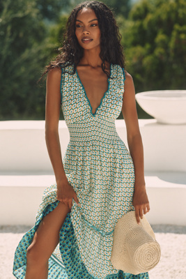 開催中セール一覧 Ro's Anthropologie | Dress Midi V-Neck Sleeveless Hilda Garden ワンピース