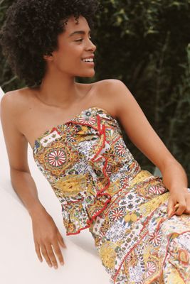 Ro's Garden Hidalgo Strapless Ruffled Top