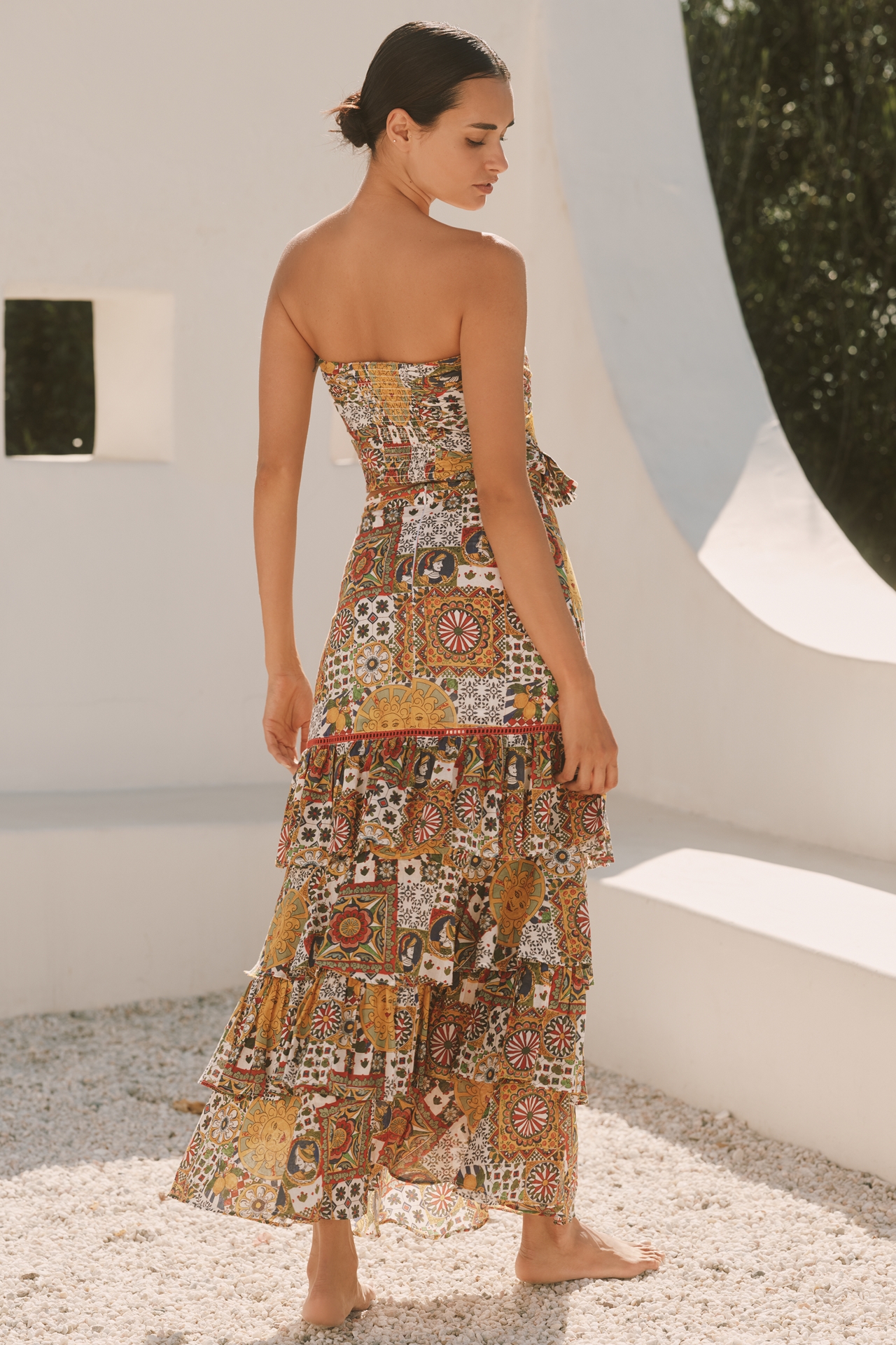 Ro's Garden Honduras Tiered Ruffle Maxi Skirt