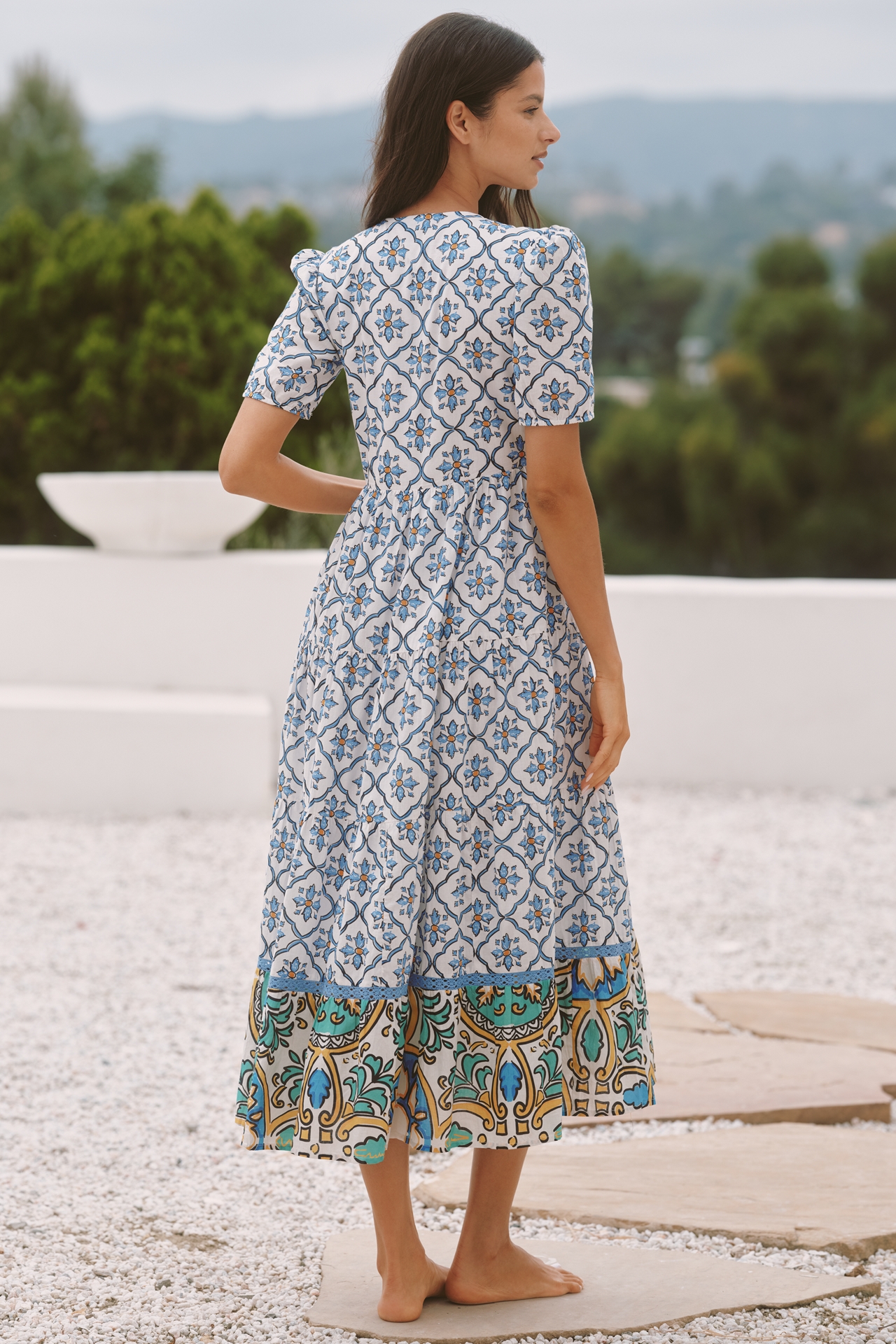 Ro's Garden Daphne Short-Sleeve Midi Dress