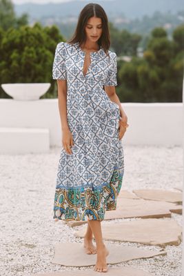 Ro's Garden Daphne Short-Sleeve Midi Dress