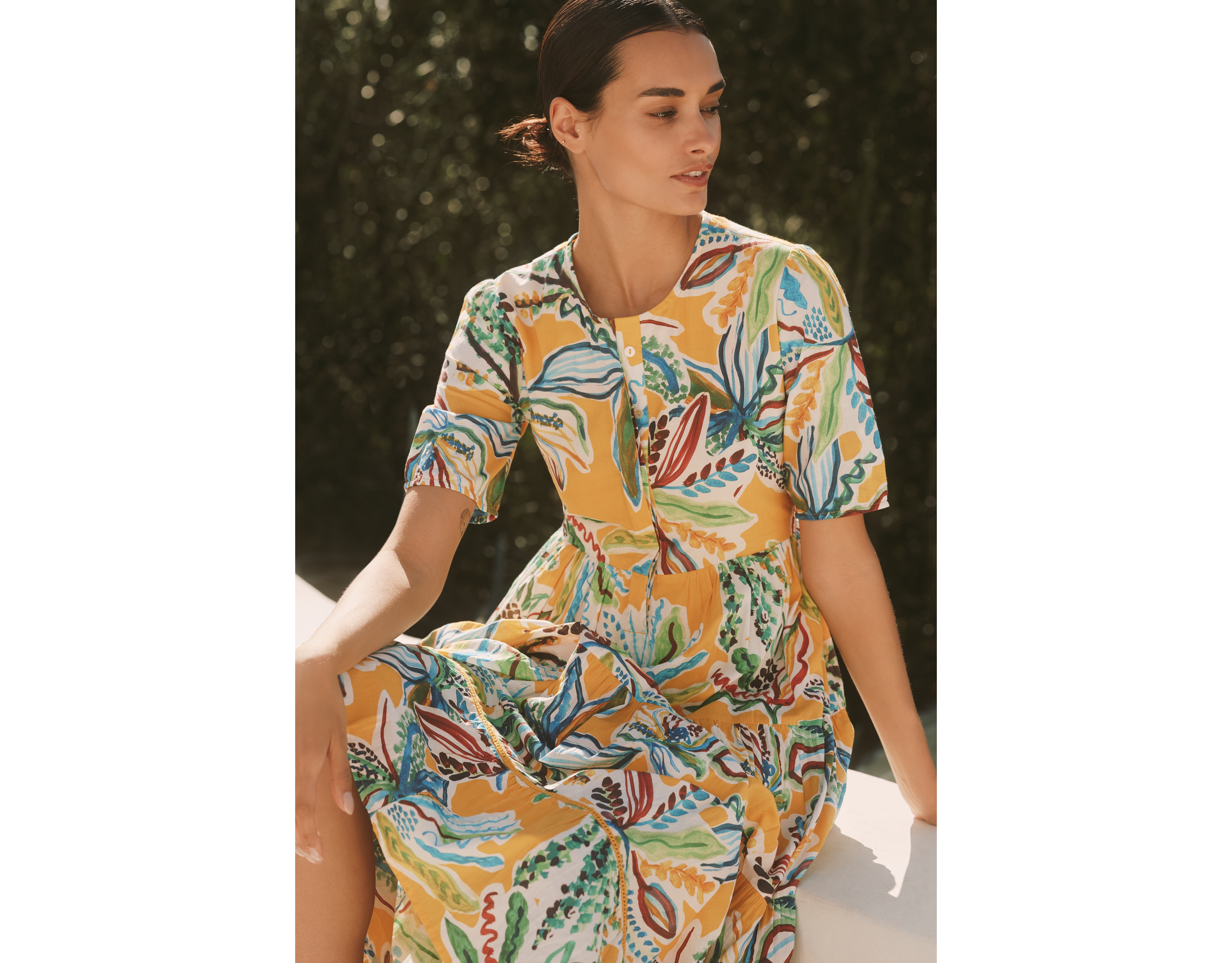 Ro's Garden Daphne Short-Sleeve Midi Dress