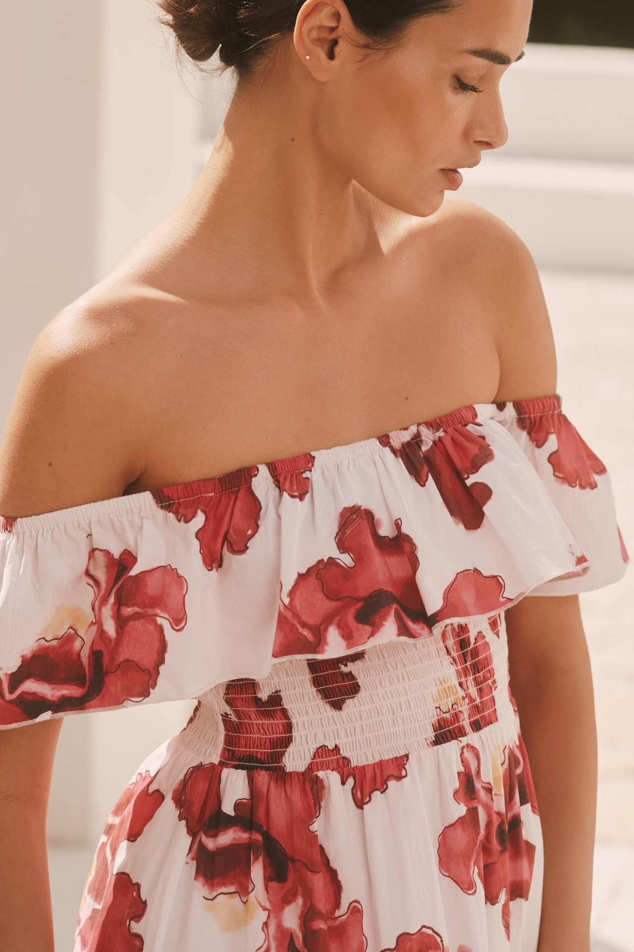 Ro's Garden Chelsea Cotton Off-The-Shoulder Midi Dress