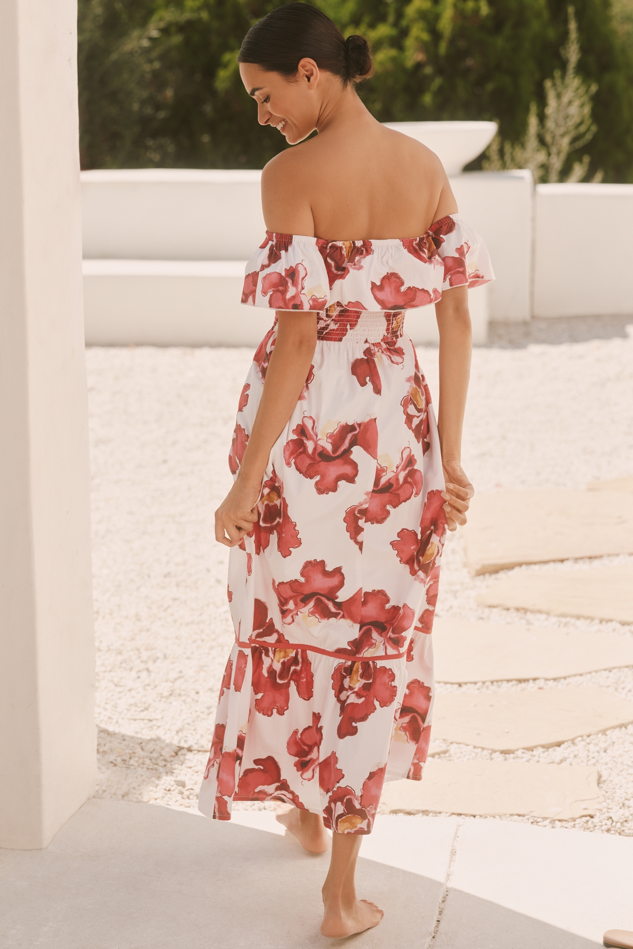 Ro's Garden Chelsea Cotton Off-The-Shoulder Midi Dress