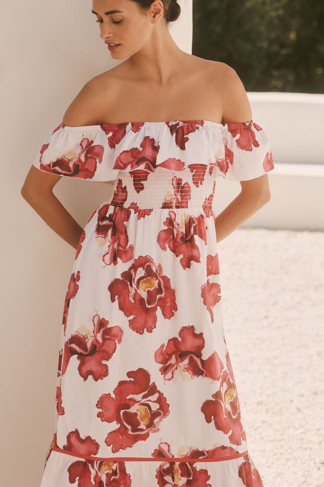 Ro's Garden Chelsea Cotton Off-The-Shoulder Midi Dress #3