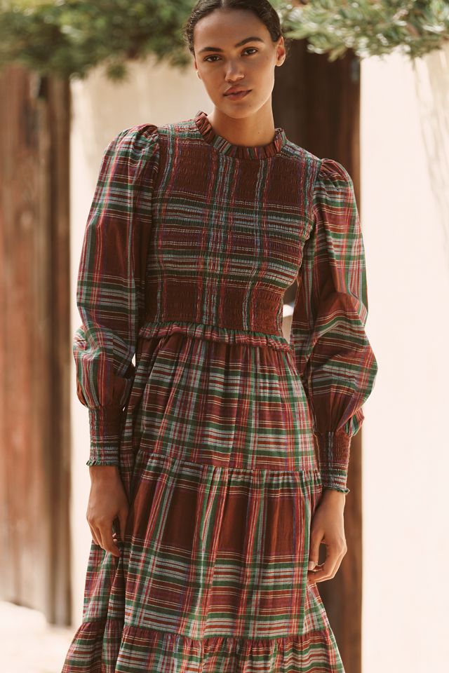 Ro's Garden Ivy Plaid Tiered Maxi Dress #1