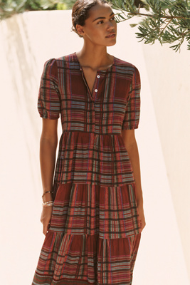 Ro's Garden Daphne Short-sleeve Midi Dress In Multi