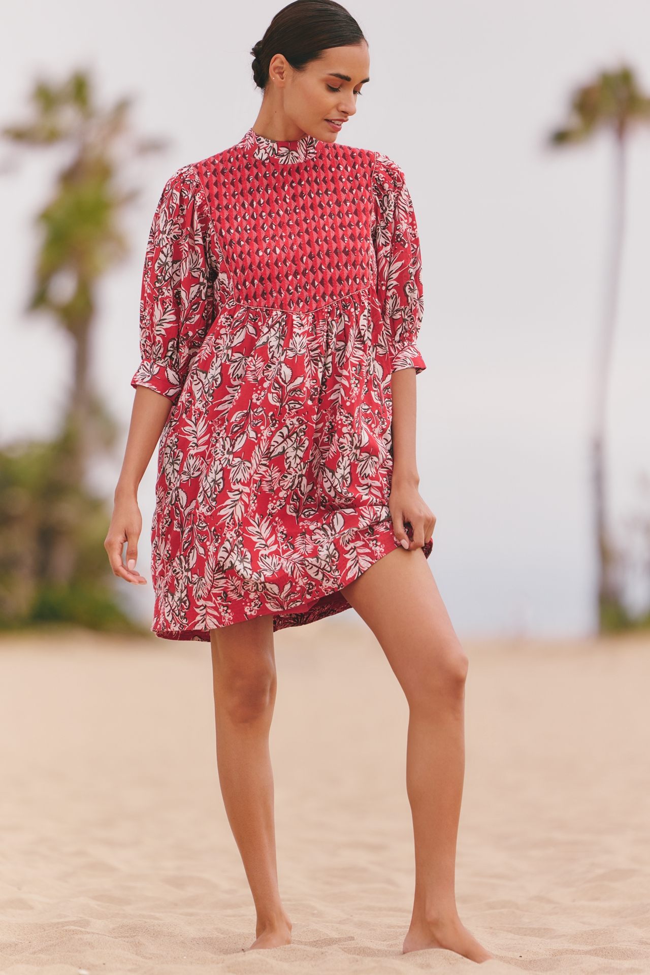 Ro's Garden Jamelia Puff-Sleeve Mini Dress