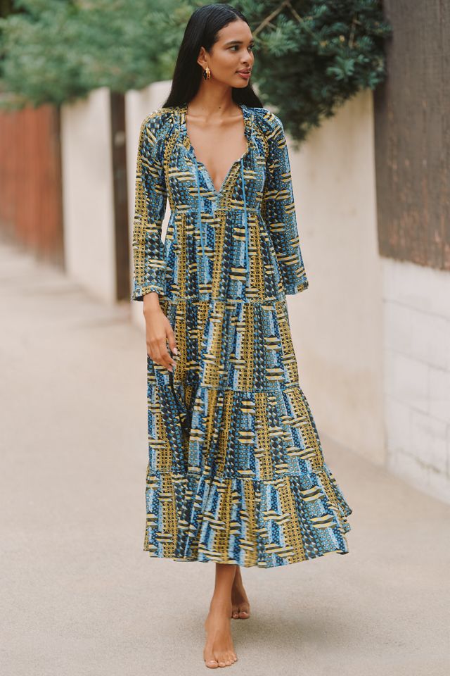 Ro's Garden Sonia Long-Sleeve Tiered Maxi Dress #1