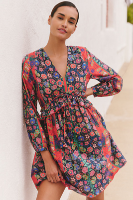 Ro's Garden Jerez Long-Sleeve Mini Dress | Anthropologie