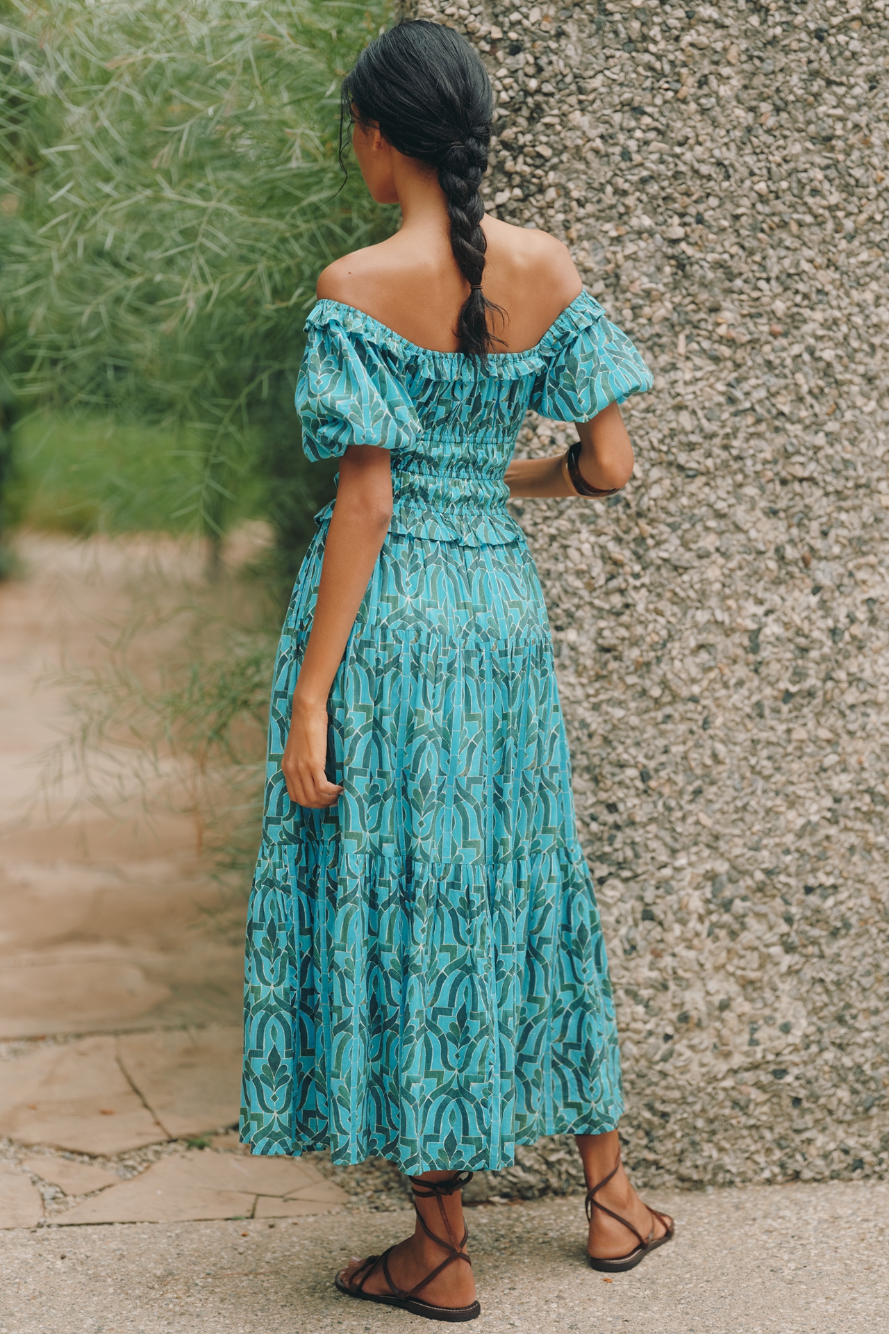 Ro's Garden Percy Puff-Sleeve Midi Dress