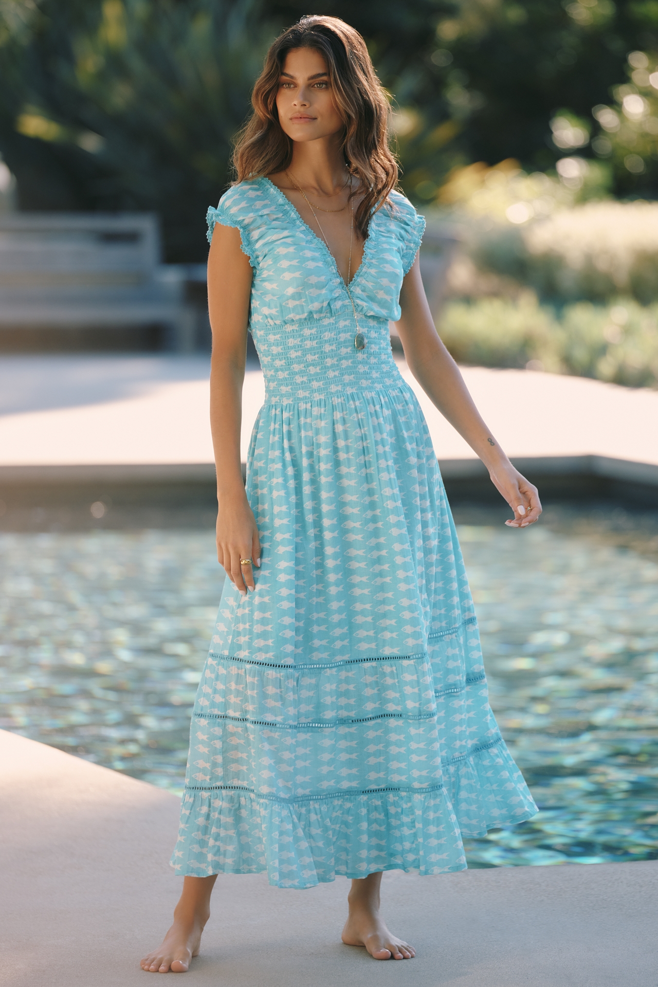 Ro's Garden Hilda V-Neck Tiered Maxi Dress