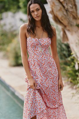strapless open back dress Aina Asif Red Silk Kaftan | Reshmi Shirt main image 0