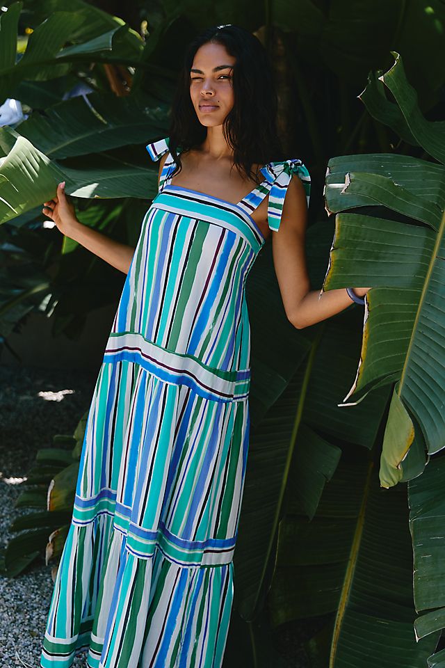 100 cotton midi dress Fiona 100% Demin Blue Dress, S neckline with self Cassidy Cotton Midi Dress