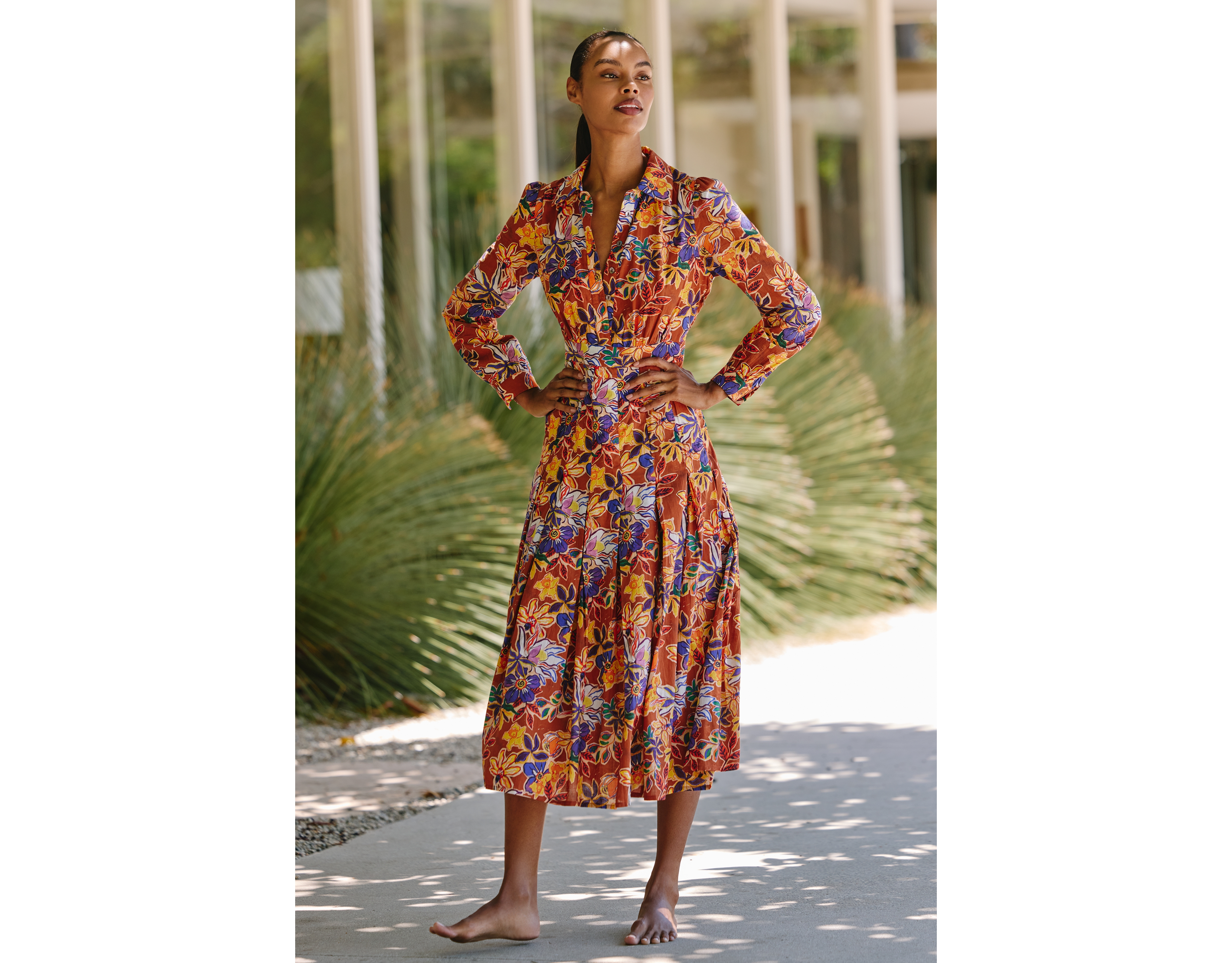 Ro's Garden Diamond 100% Cotton Midi Dress