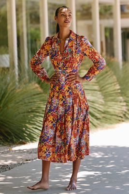 Ro's Garden Diamond 100% Cotton Midi Dress