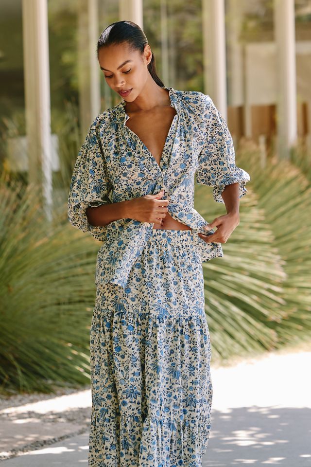 Ro's Garden Rachel 100% Cotton Shirred Shirt #1