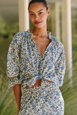Ro's Garden Rachel 100% Cotton Shirred Shirt