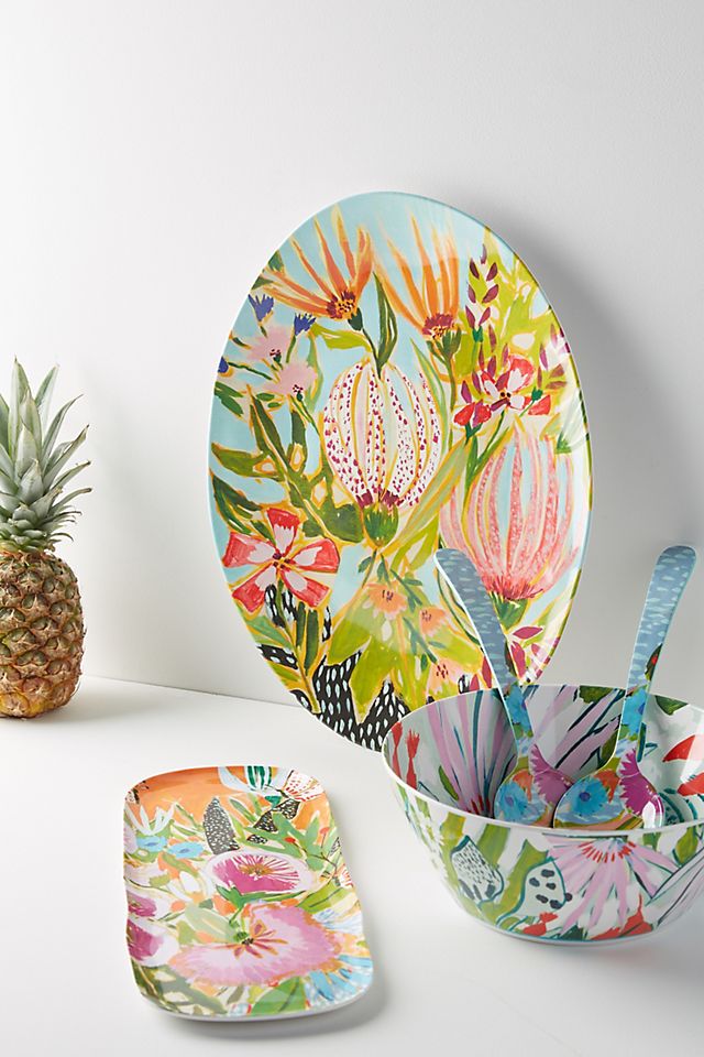 Details about   Anthropologie Lulie Wallace Floral Melamine 10 3/4" Dinner Plate Brand New 
