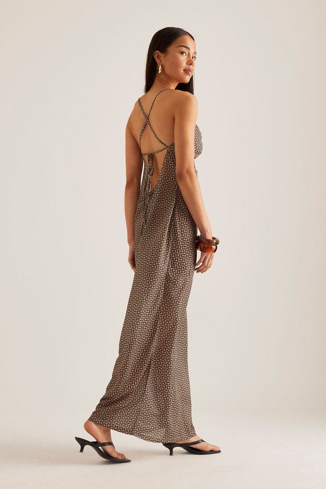 4th & Reckless Vestito lungo in maglia a rete con stampa geometrica Alani #1