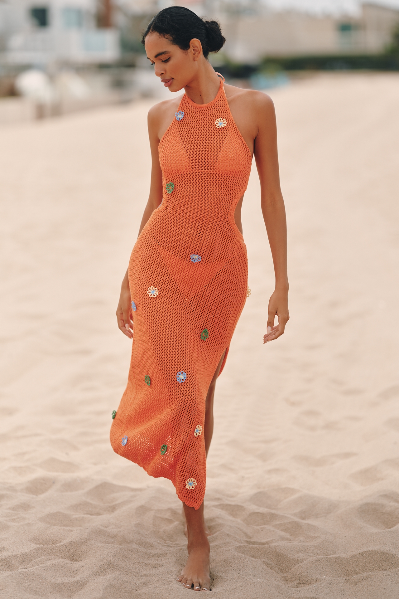 Celandine Crochet Halter Cover-Up Dress
