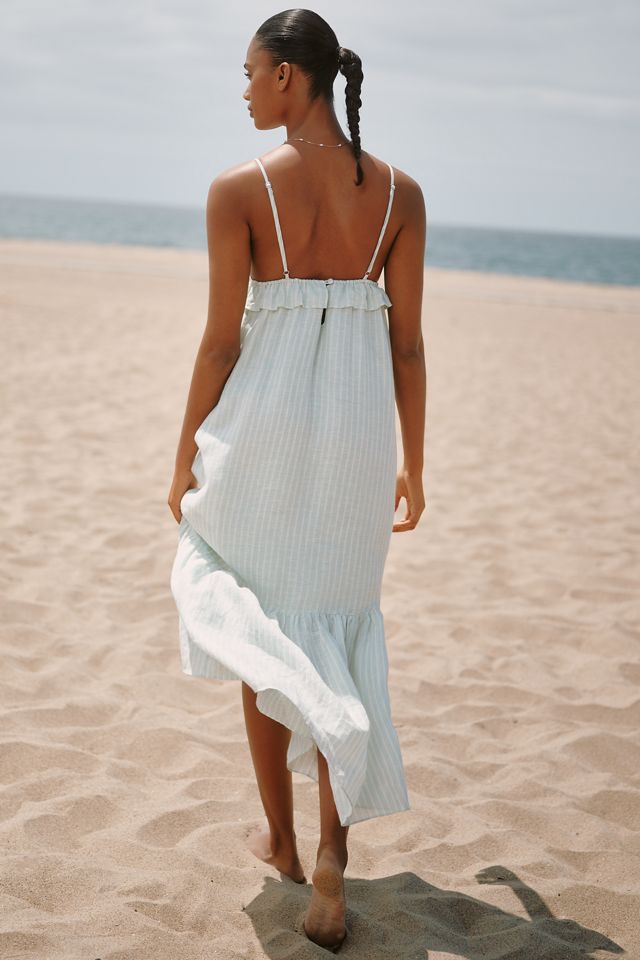 Sundays Marceline Linen Sleeveless Tiered Ruffle Maxi Dress #1