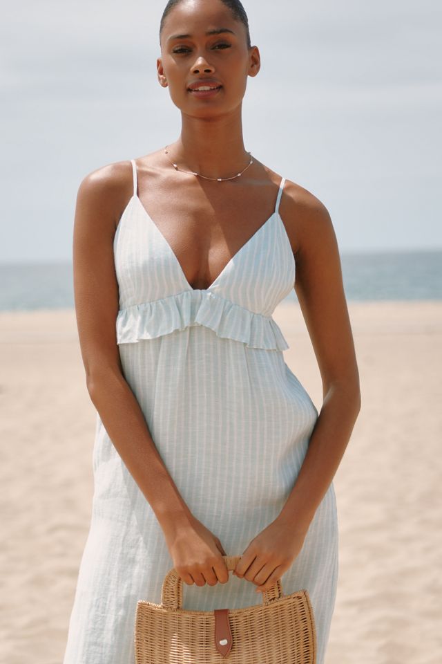 Sundays Marceline Linen Sleeveless Tiered Ruffle Maxi Dress #2