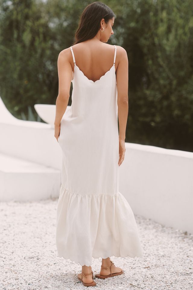 Sundays Amya Linen Blend Ruffle-Hem Midi Dress #2