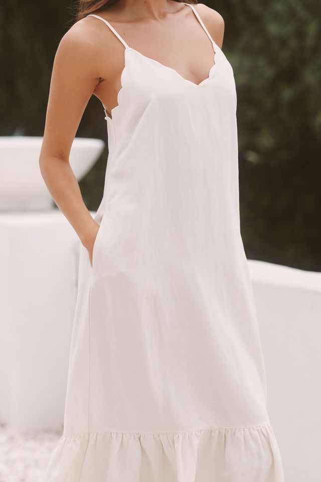 Sundays Amya Linen Blend Ruffle-Hem Midi Dress #3