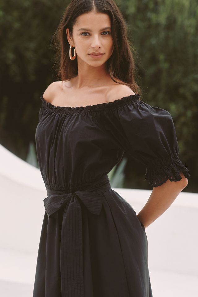 Sundays Meline Puff-Sleeve Off-The-Shoulder Midi Dress #1