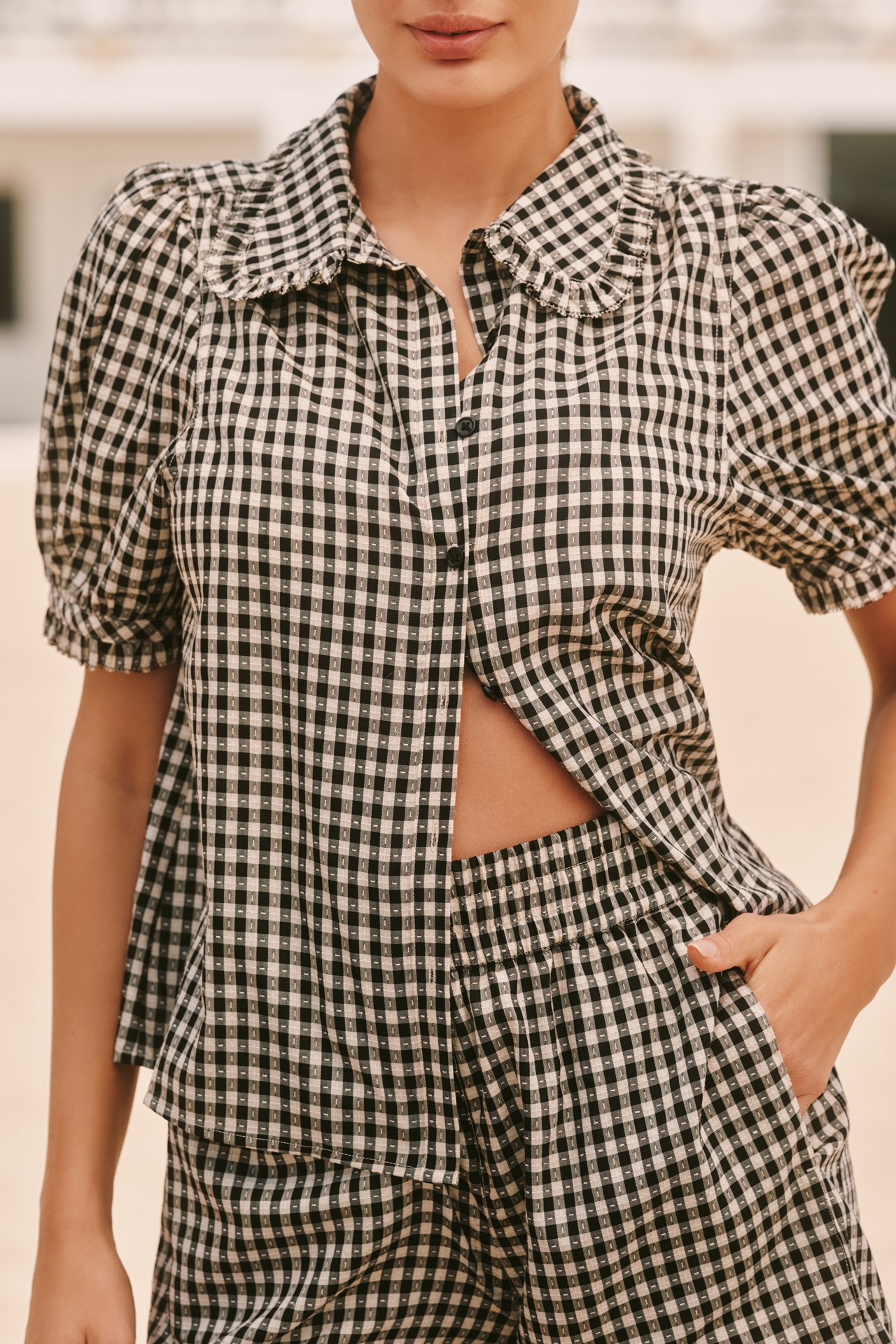 Sundays Virginie Puff-Sleeve Collared Shirt