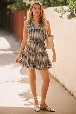 Sundays Gingham Blisse Dress In Black Gingham In Brown