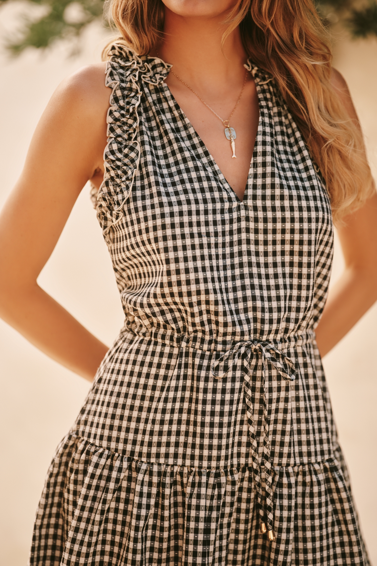 Sundays Sleeveless Gingham Blisse Mini Dress