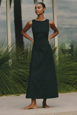 Sundays Parke Sleeveless Poplin Maxi Dress In Black