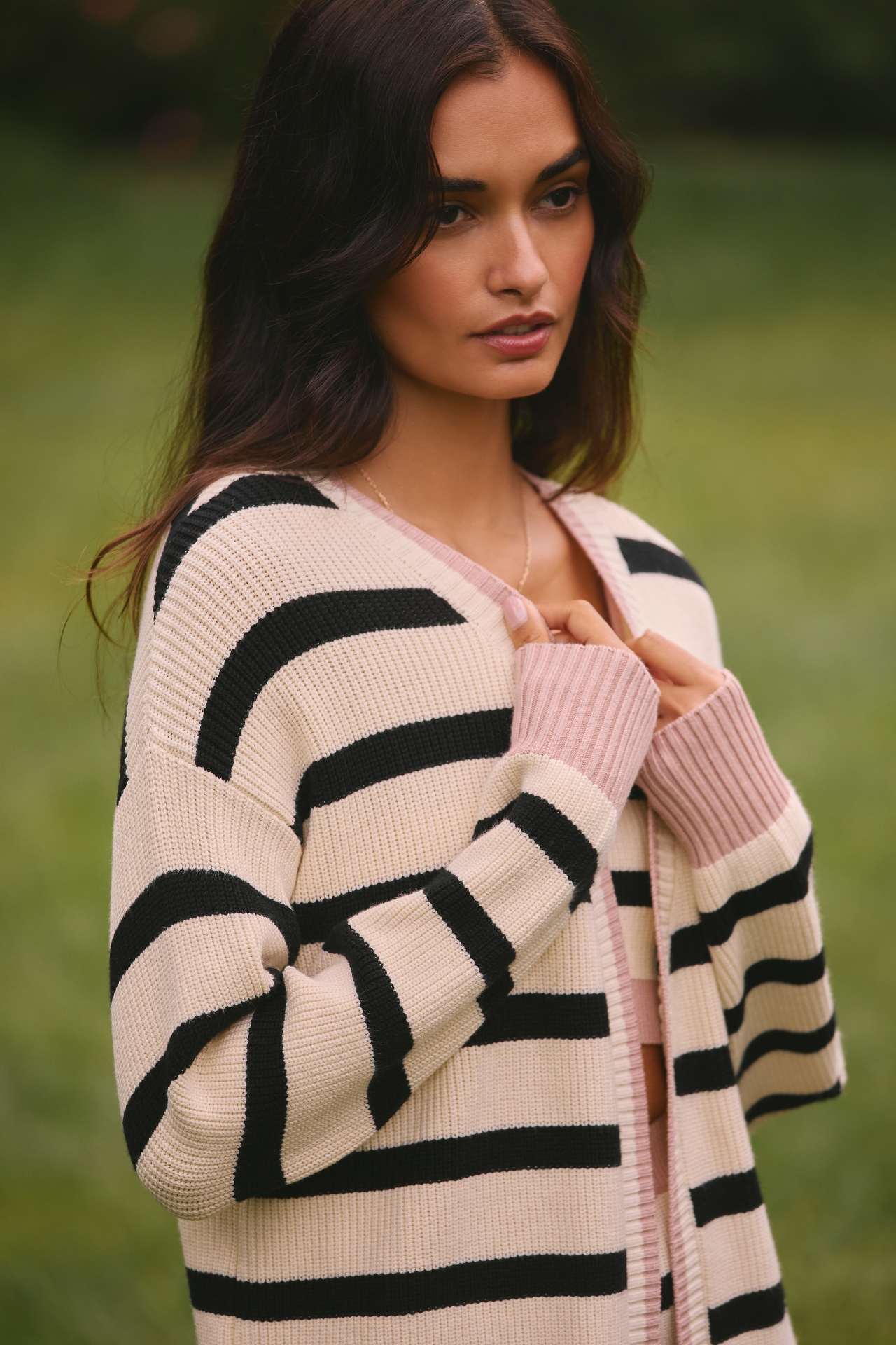 Flat White Knit Cardigan Sweater