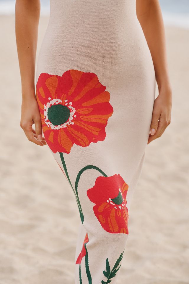 Flat White Floral Midi Dress #1