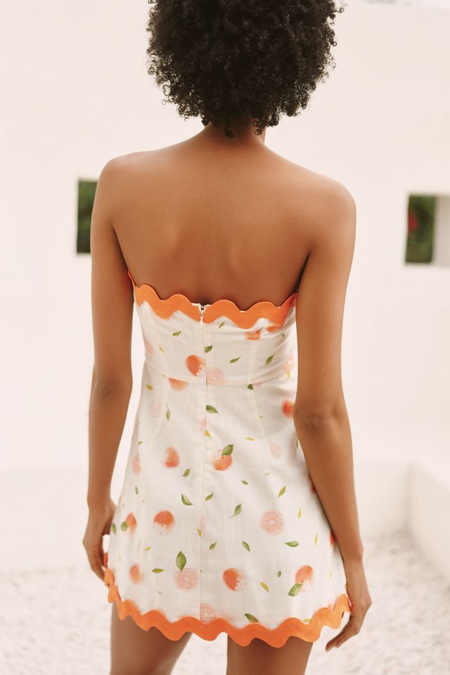 Flat White Circus Rickrack Strapless A-Line Mini Dress #1