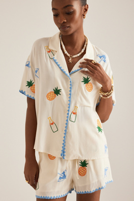 Chemise Ananas Blanc Plat par taille: M/L chez Anthropologie - Flat White - Modalova