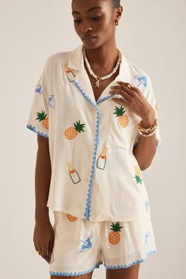 Flaches Weißes Ananas Shirt