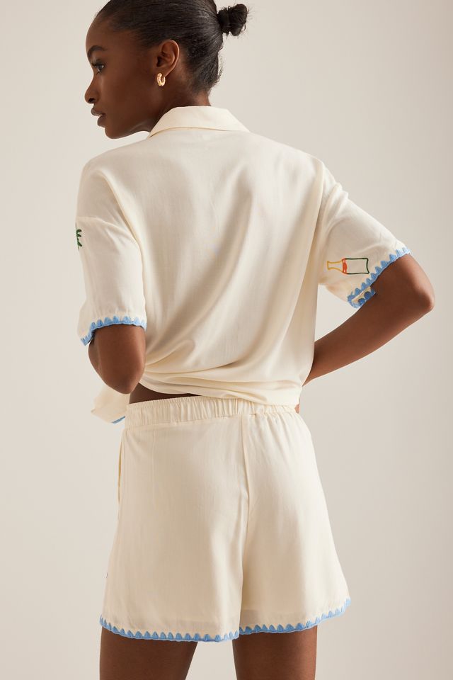 Pantaloncini Bianchi Piatti con Stampa Ananas #4