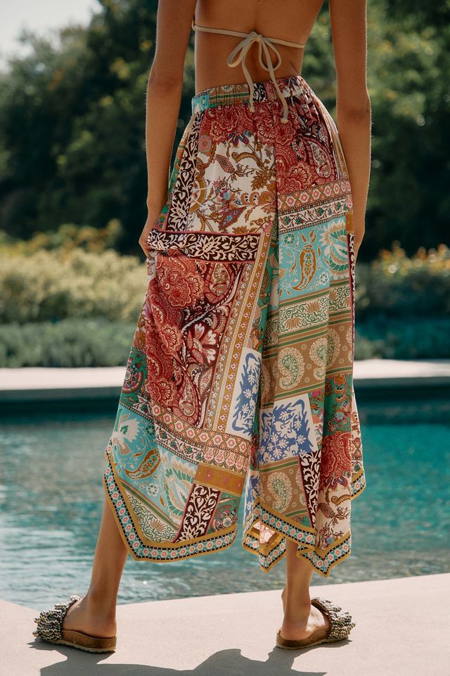 By Anthropologie Wide-Leg Scarf-Print Pants | Anthropologie