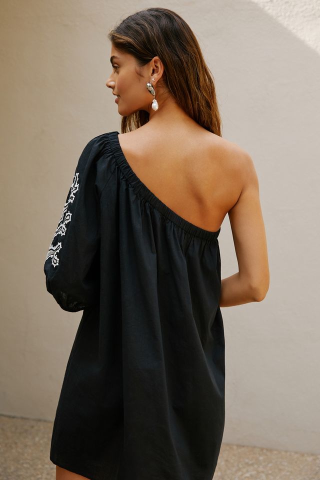 By Anthropologie One-Shoulder Embroidered Mini Dress #1