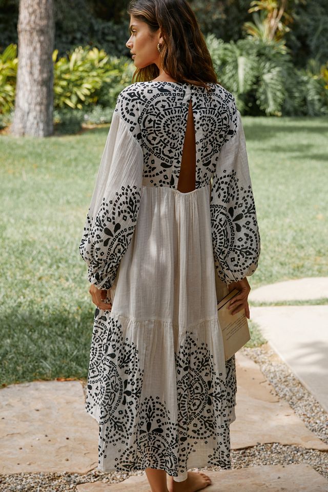 By Anthropologie Long-Sleeve Gauzy Midi Dress #1