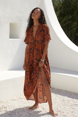 Shop By Anthropologie The Kallie Flowy Maxi Dress: Printed Edition In Multicolor