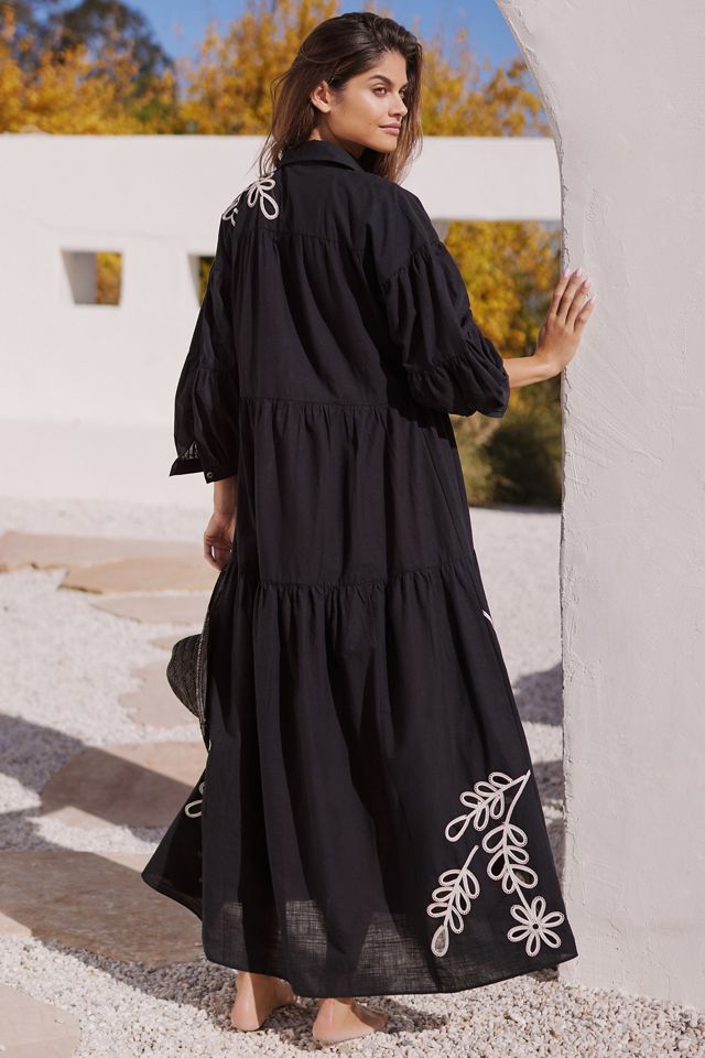 By Anthropologie V-Neck Tiered Maxi Shirt Dress #1