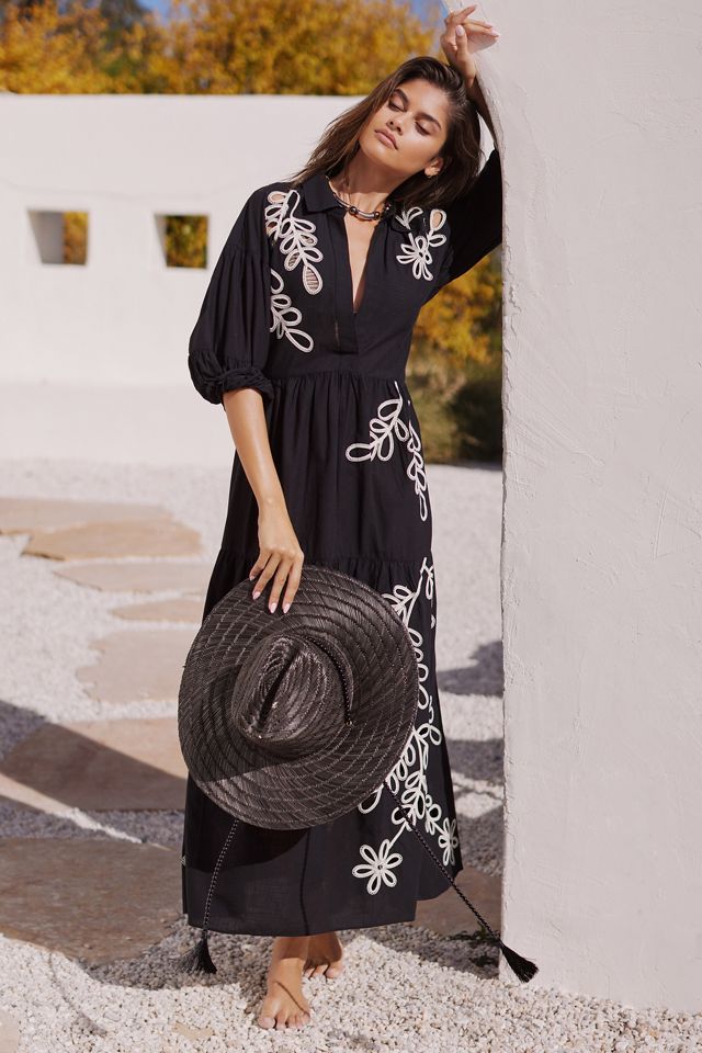 By Anthropologie V-Neck Tiered Maxi Shirt Dress #3