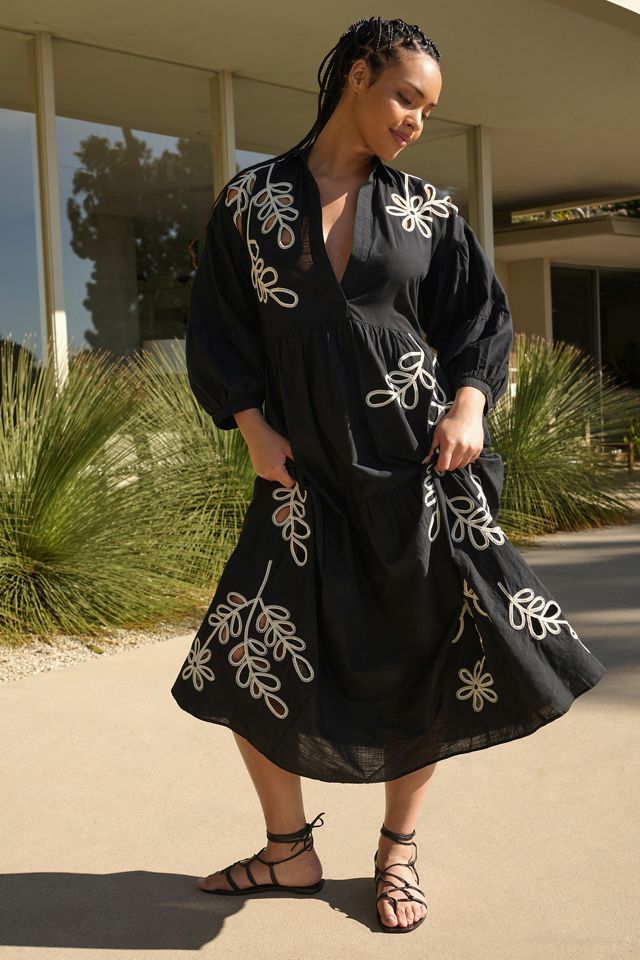 By Anthropologie V-Neck Tiered Maxi Shirt Dress #4