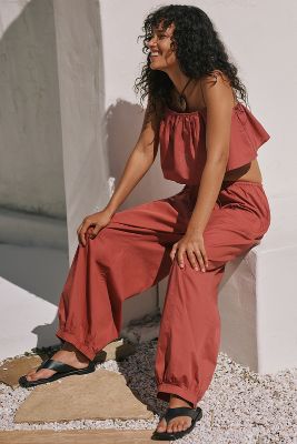 Shop By Anthropologie Drawstring Cargo Pants In Red
