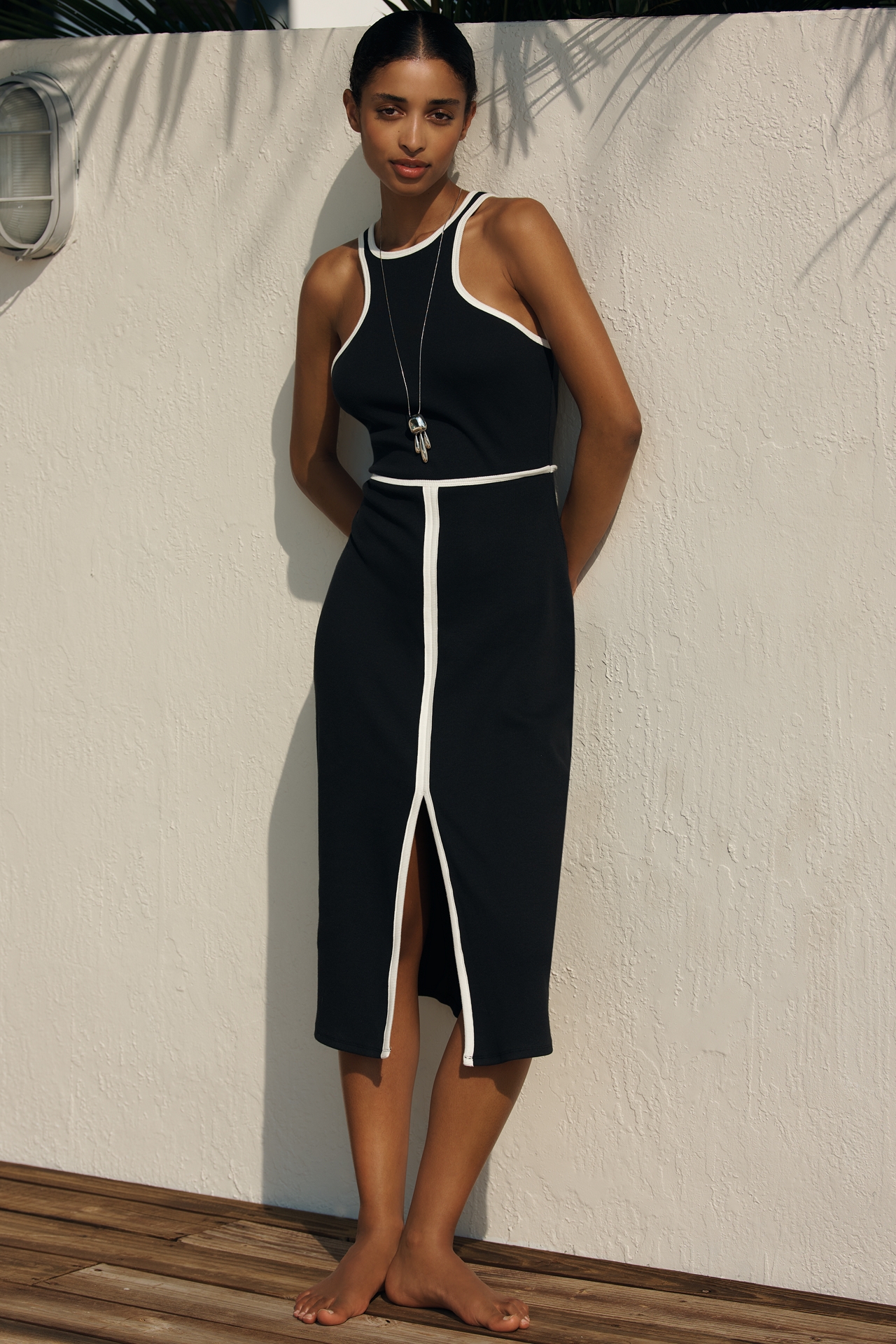 Celandine Racer-Neck Midi Dress